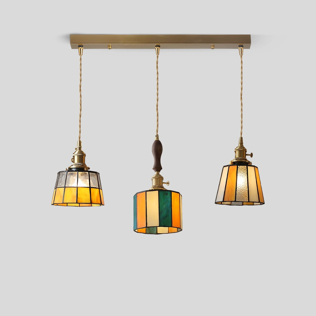 Antizer Vintage Brass Glass Pendant Light Style N Warm Light