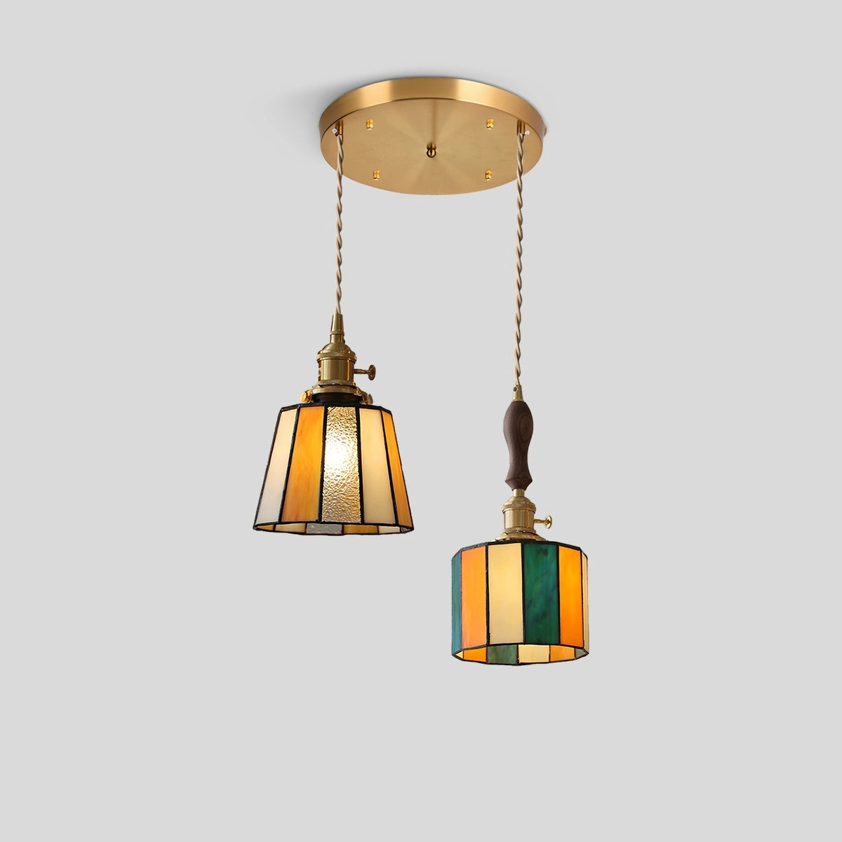 Antizer Vintage Brass Glass Pendant Light Style P Warm Light