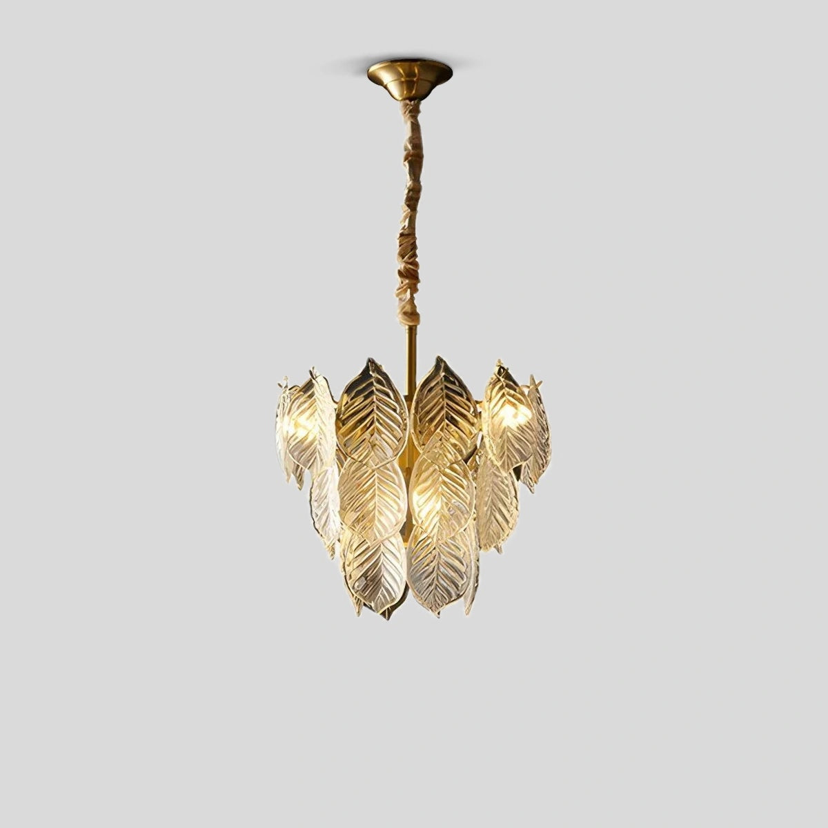 Antizer Tiered Glass Leaf Chandelier Three Layer-D40cm/15.75″