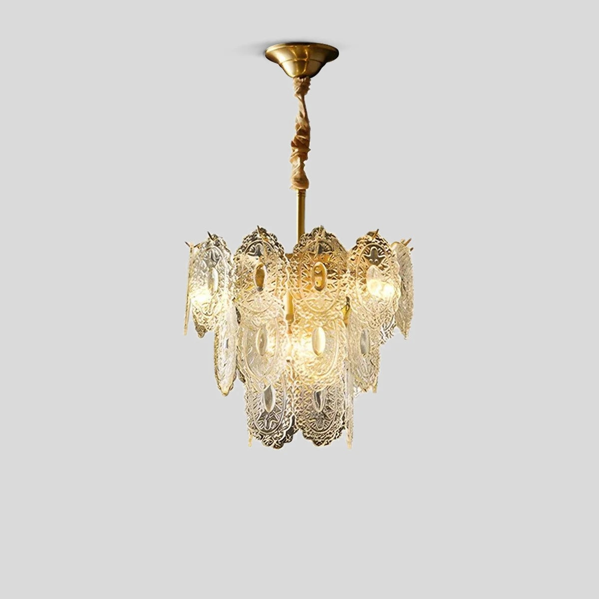 Antizer Tiered Textured Glass Chandelier Three Layer-D40cm/15.75″