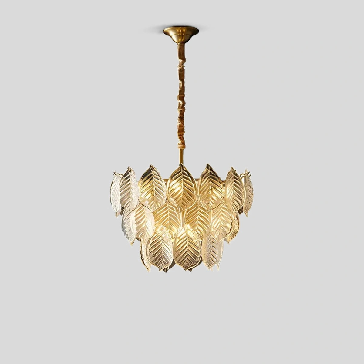 Antizer Tiered Glass Leaf Chandelier Three Layer-D50cm/19.69″