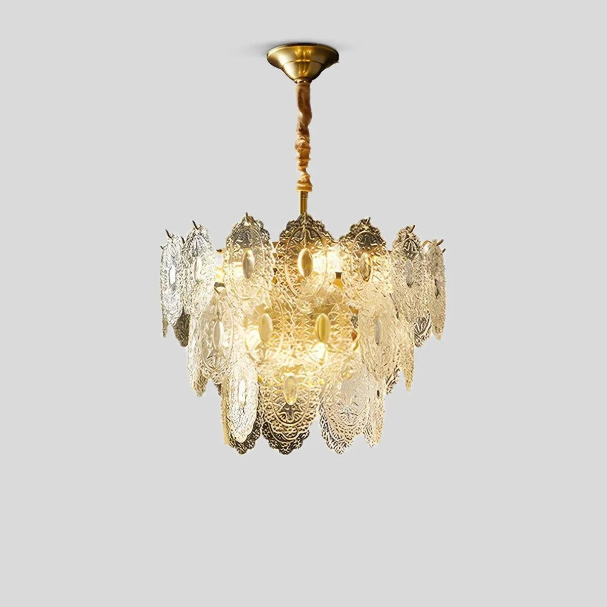 Antizer Tiered Textured Glass Chandelier Three Layer-D50cm/19.69″