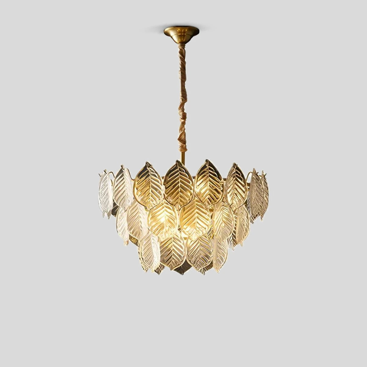 Antizer Tiered Glass Leaf Chandelier Three Layer-D60cm/23.62″