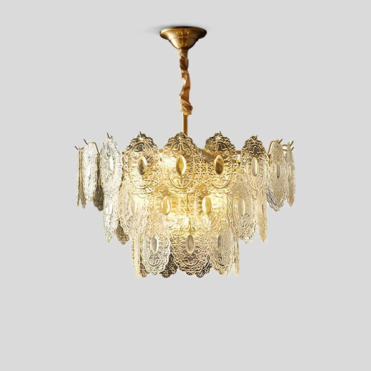 Antizer Tiered Textured Glass Chandelier Three Layer-D60cm/23.62″