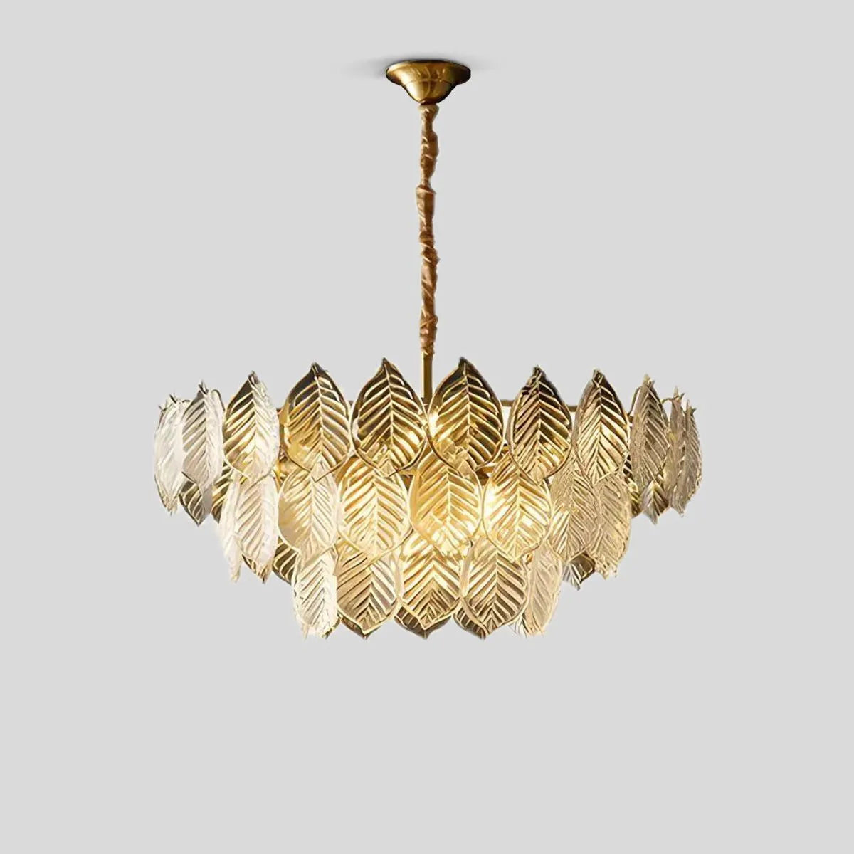 Antizer Tiered Glass Leaf Chandelier Three Layer-D80cm/31.50″