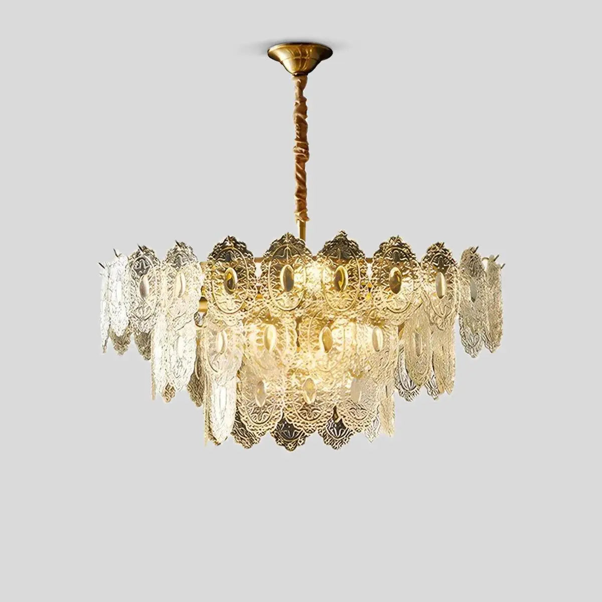 Antizer Tiered Textured Glass Chandelier Three Layer-D80cm/31.50″