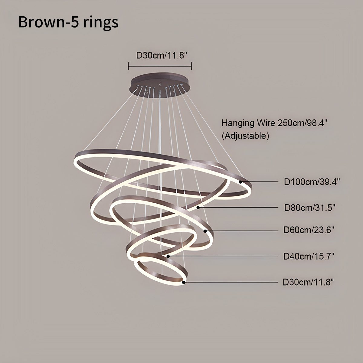 Modern Tiered Ring Chandelier Size