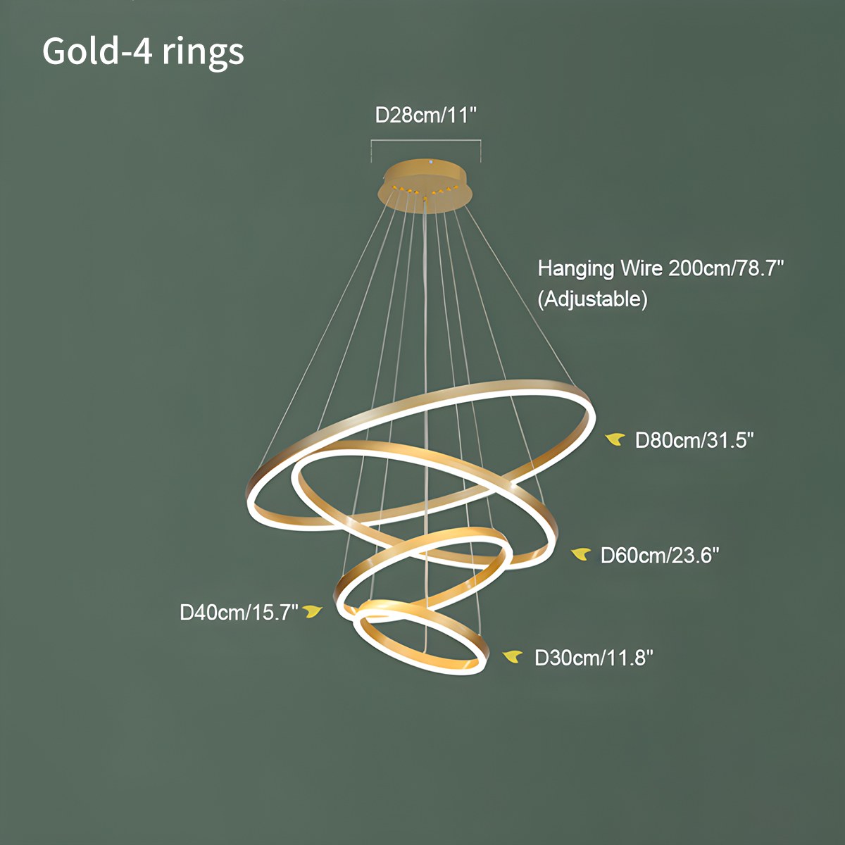Gold Tiered Ring Chandelier Size