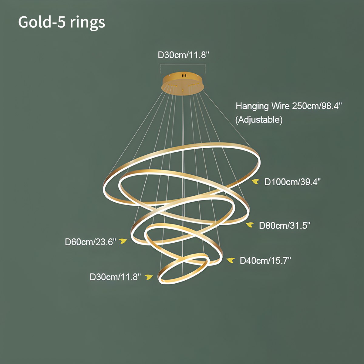 Gold Tiered Ring Chandelier Size
