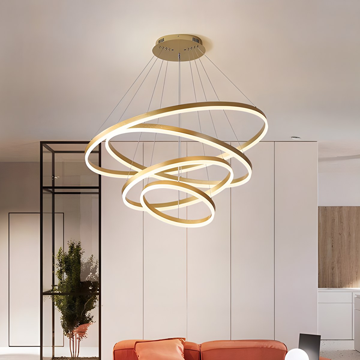 Gold Tiered Ring Chandelier