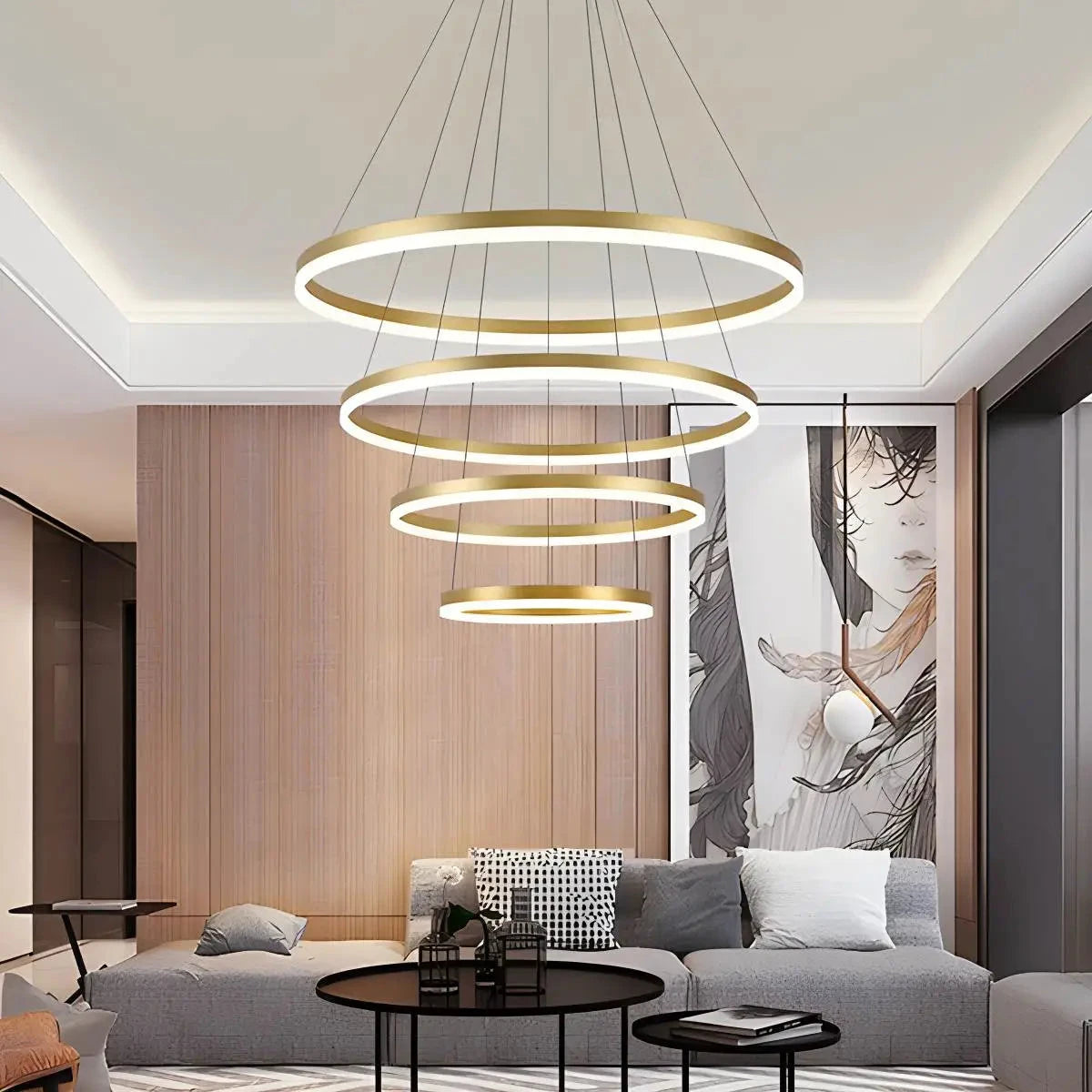 Gold Tiered Ring Chandelier 