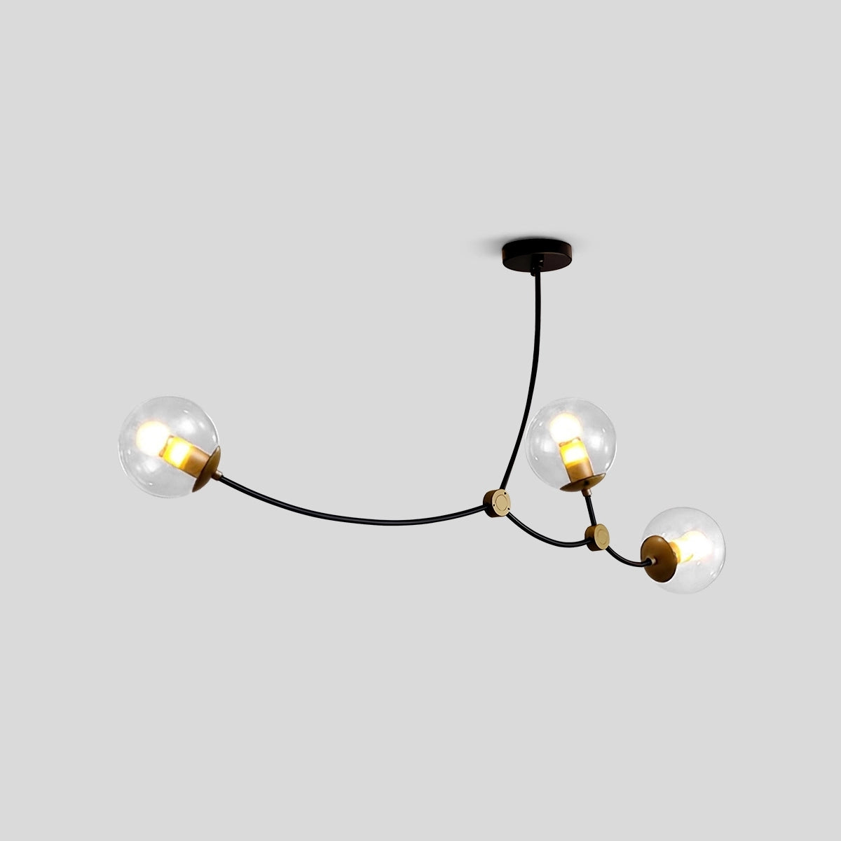 Antizer Minimalist Sputnik Globe Glass Chandelier Transparent 3 Heads