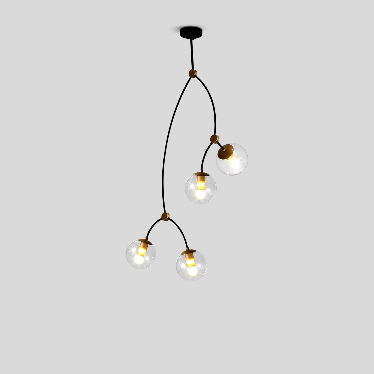 Antizer Minimalist Sputnik Globe Glass Chandelier Transparent 4 Heads