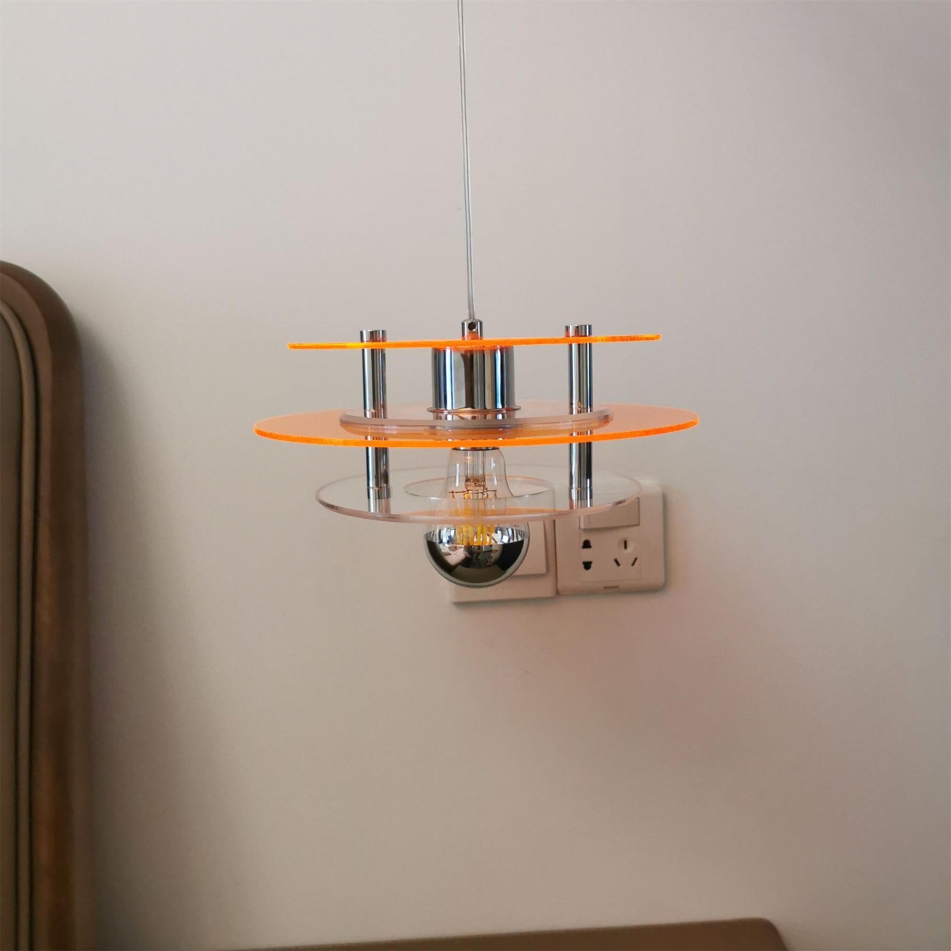 Modern Geometric Acrylic Disc Pendant Light - Elegant Reflective Ceiling Fixture