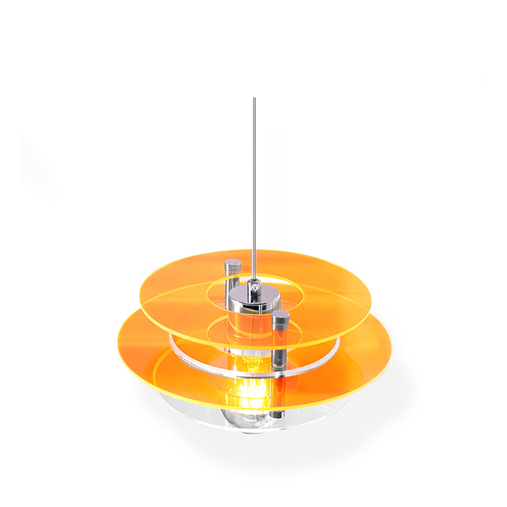 Modern Geometric Acrylic Disc Pendant Light - Elegant Reflective Ceiling Fixture