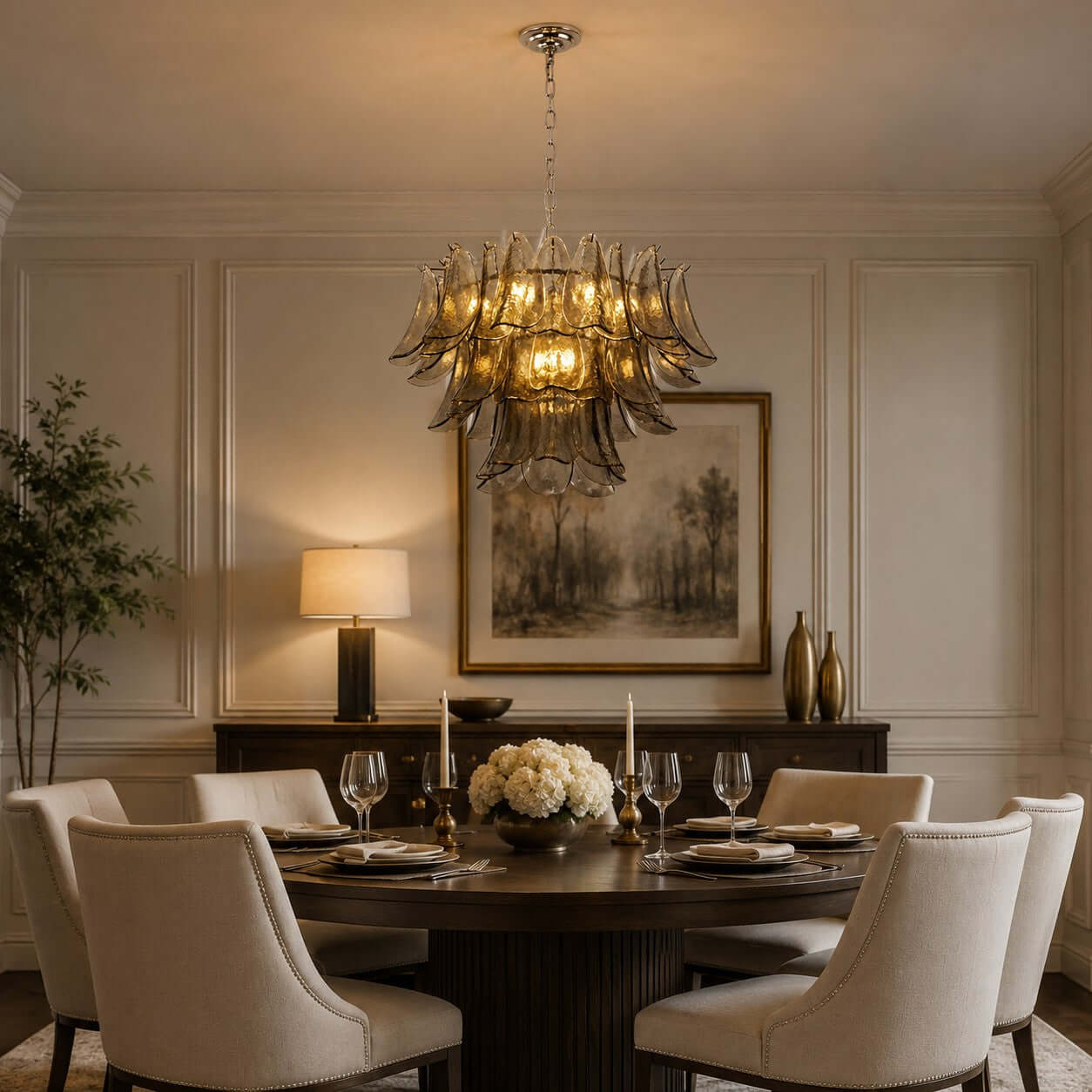 Antizer Layered Glass Petals Chandelier