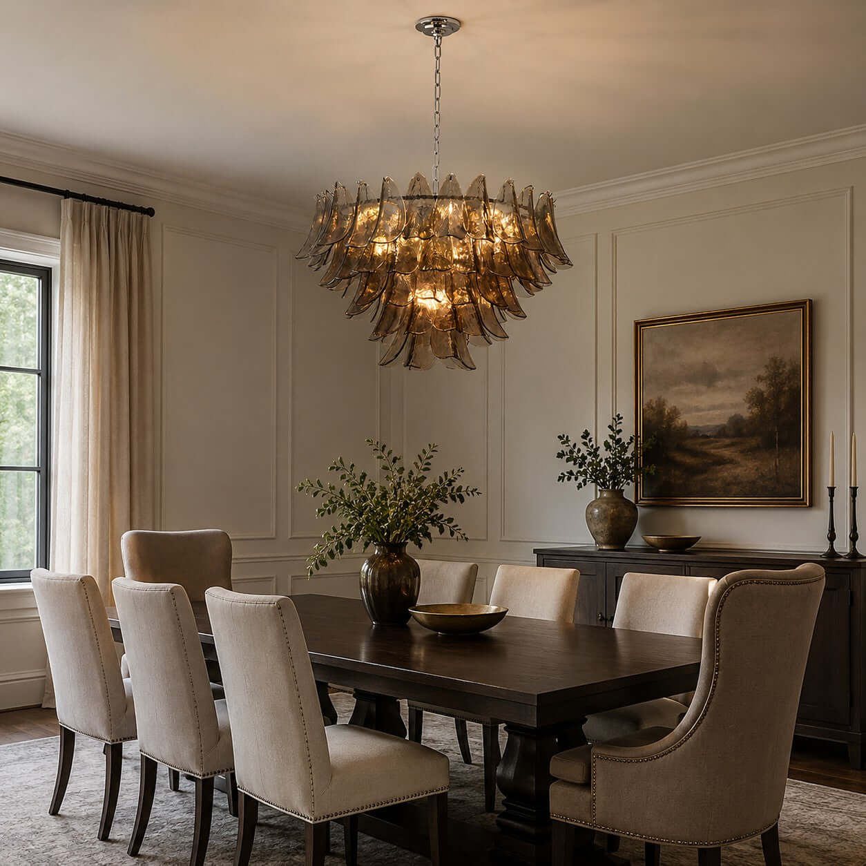 Antizer Layered Glass Petals Chandelier