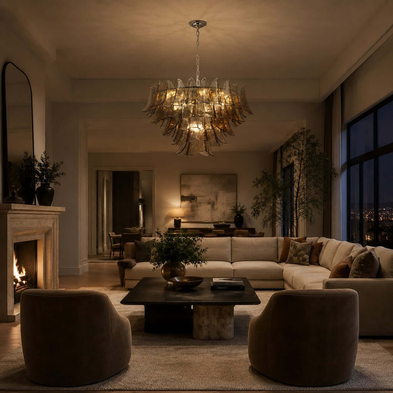 Antizer Layered Glass Petals Chandelier