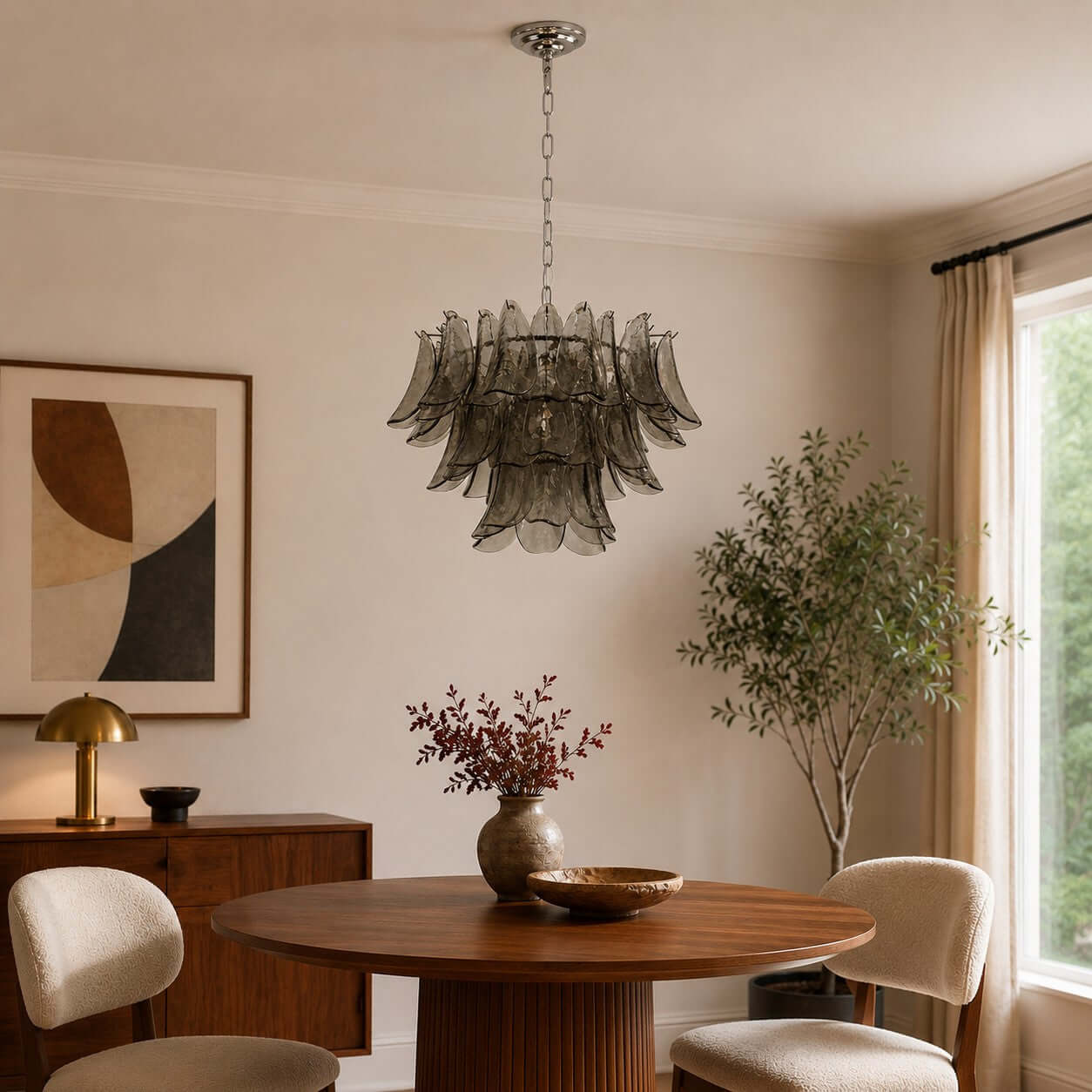 Antizer Layered Glass Petals Chandelier
