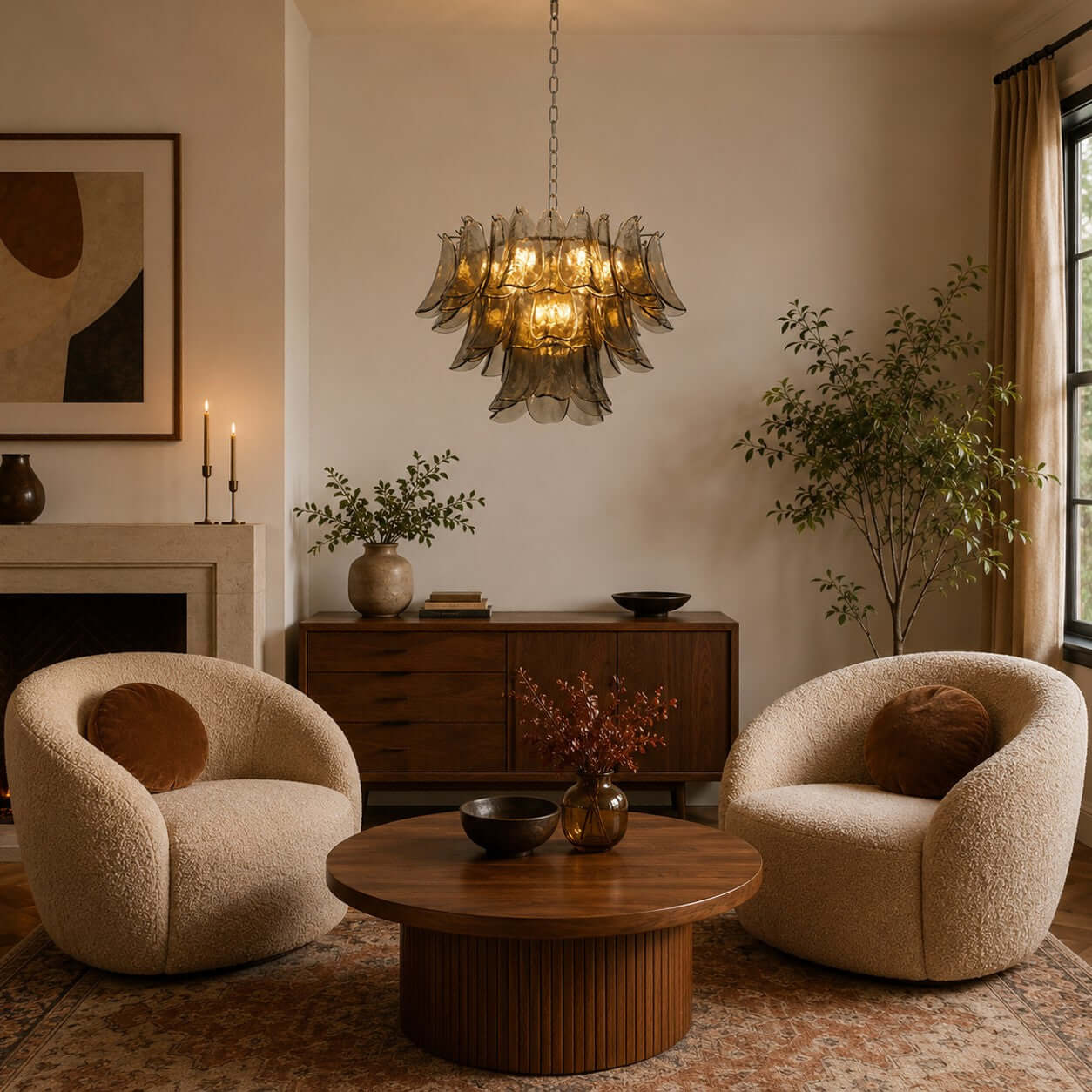 Antizer Layered Glass Petals Chandelier