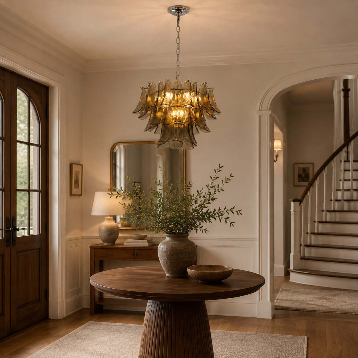 Antizer Layered Glass Petals Chandelier