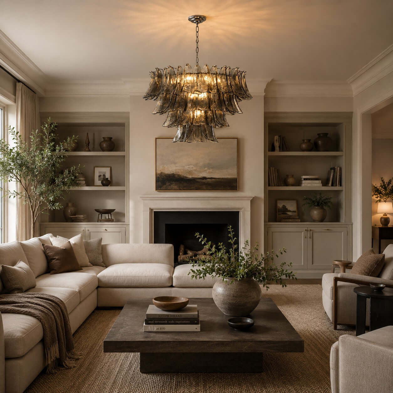 Antizer Layered Glass Petals Chandelier