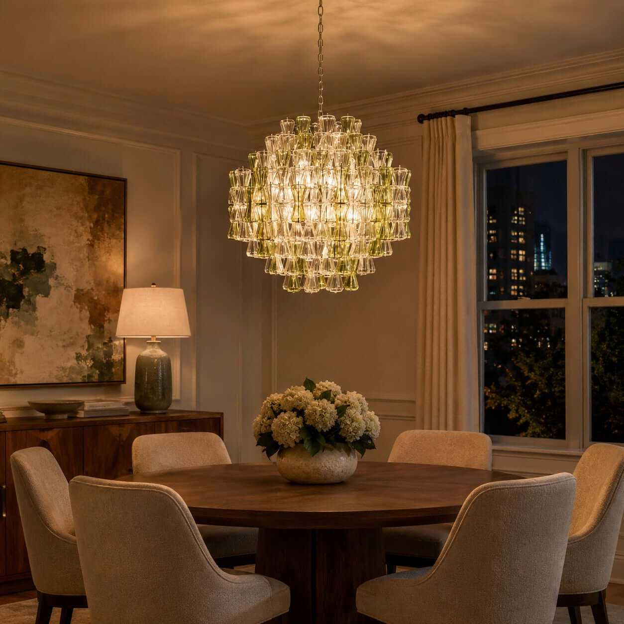Antizer Modern Murano Green & Clear Glass Chandelier