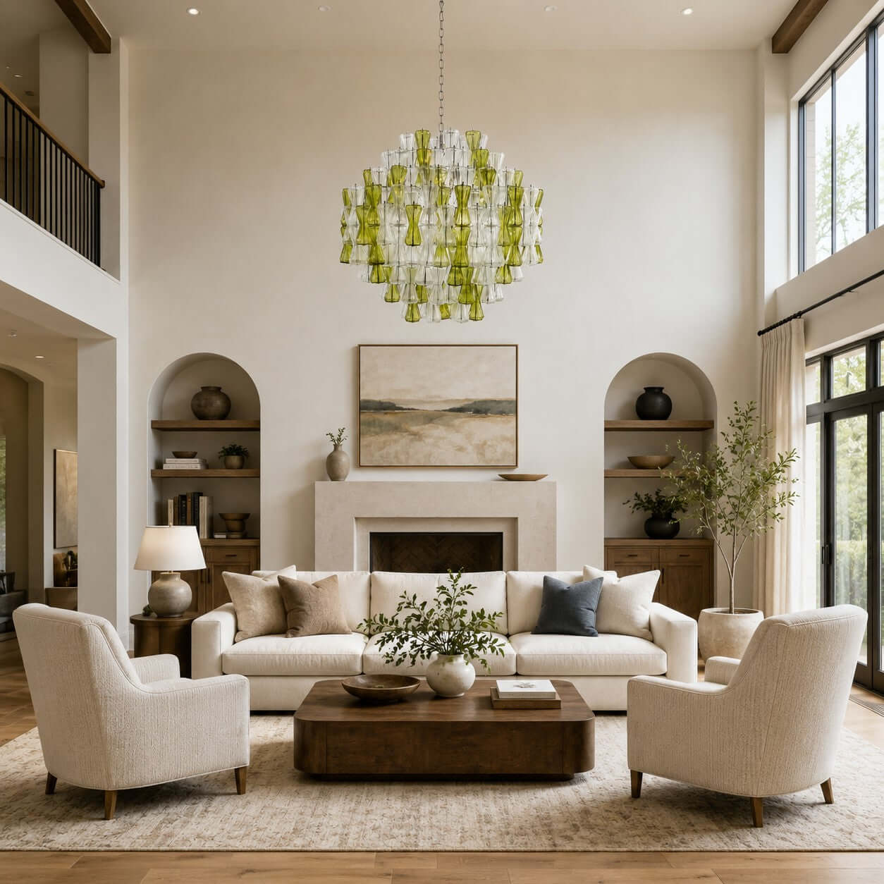 Antizer Modern Murano Green & Clear Glass Chandelier