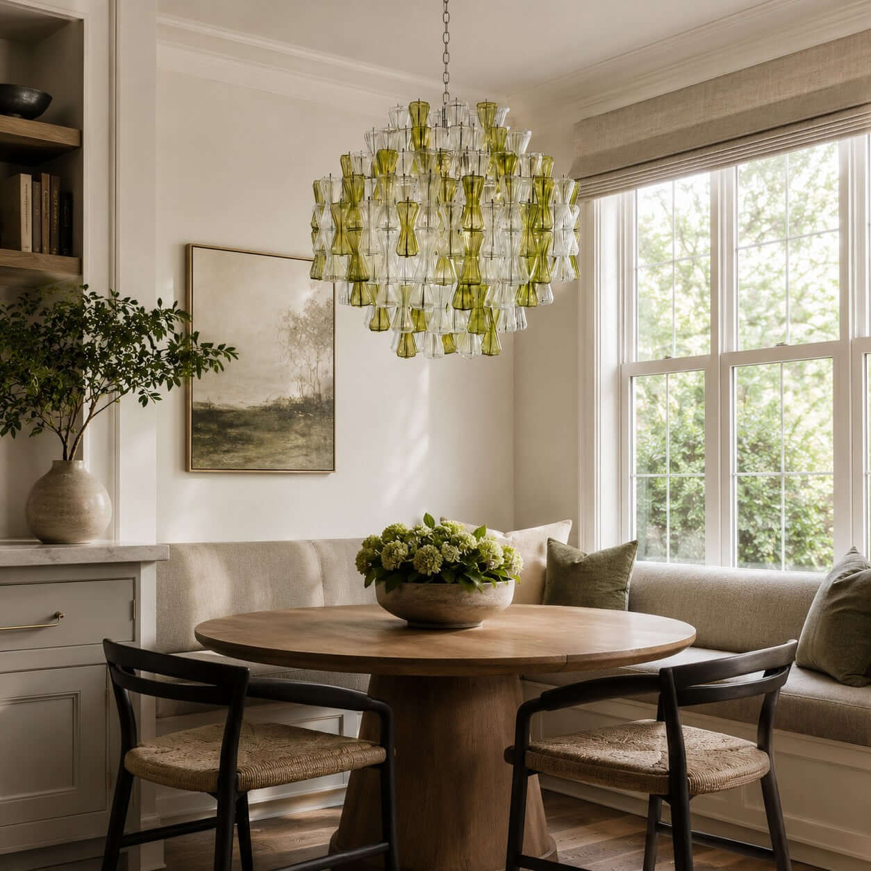 Antizer Modern Murano Green & Clear Glass Chandelier