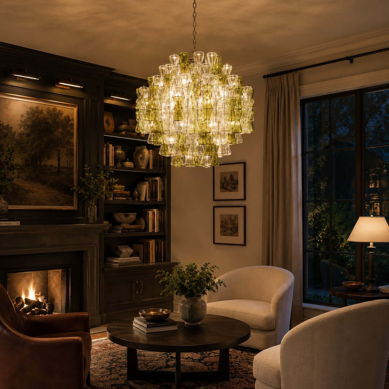 Antizer Modern Murano Green & Clear Glass Chandelier
