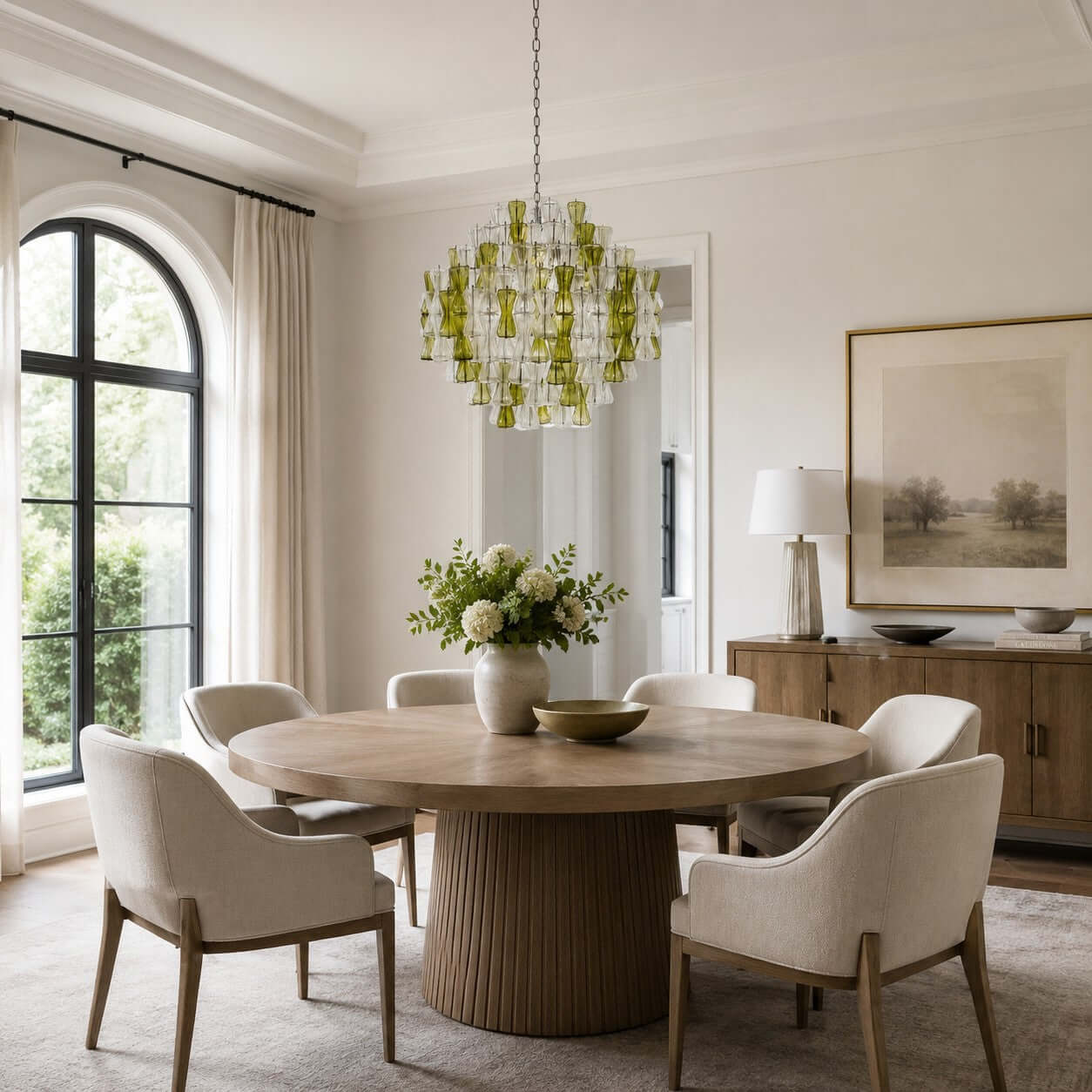 Antizer Modern Murano Green & Clear Glass Chandelier