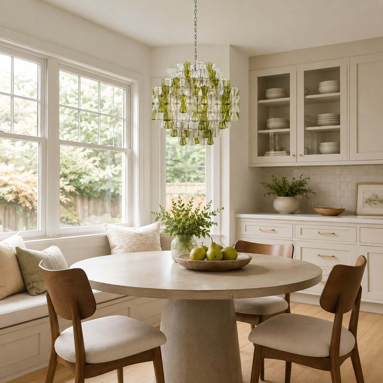 Antizer Modern Murano Green & Clear Glass Chandelier