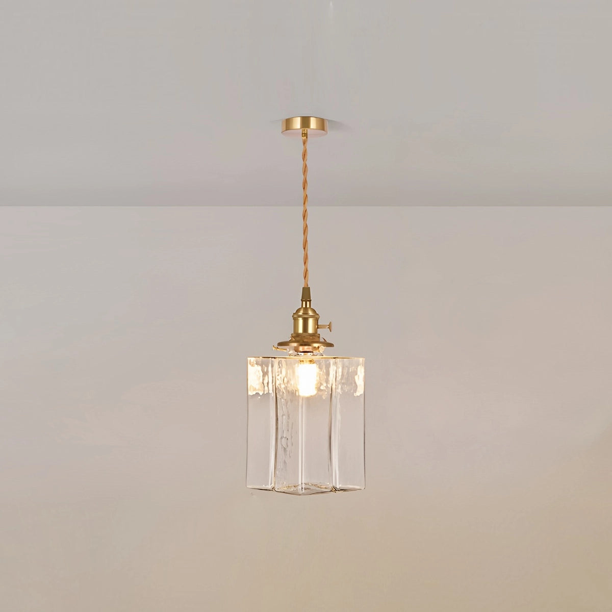 Antizer Verglas Clear Glass Pendant Light for Bedroom Vertical Cuboid