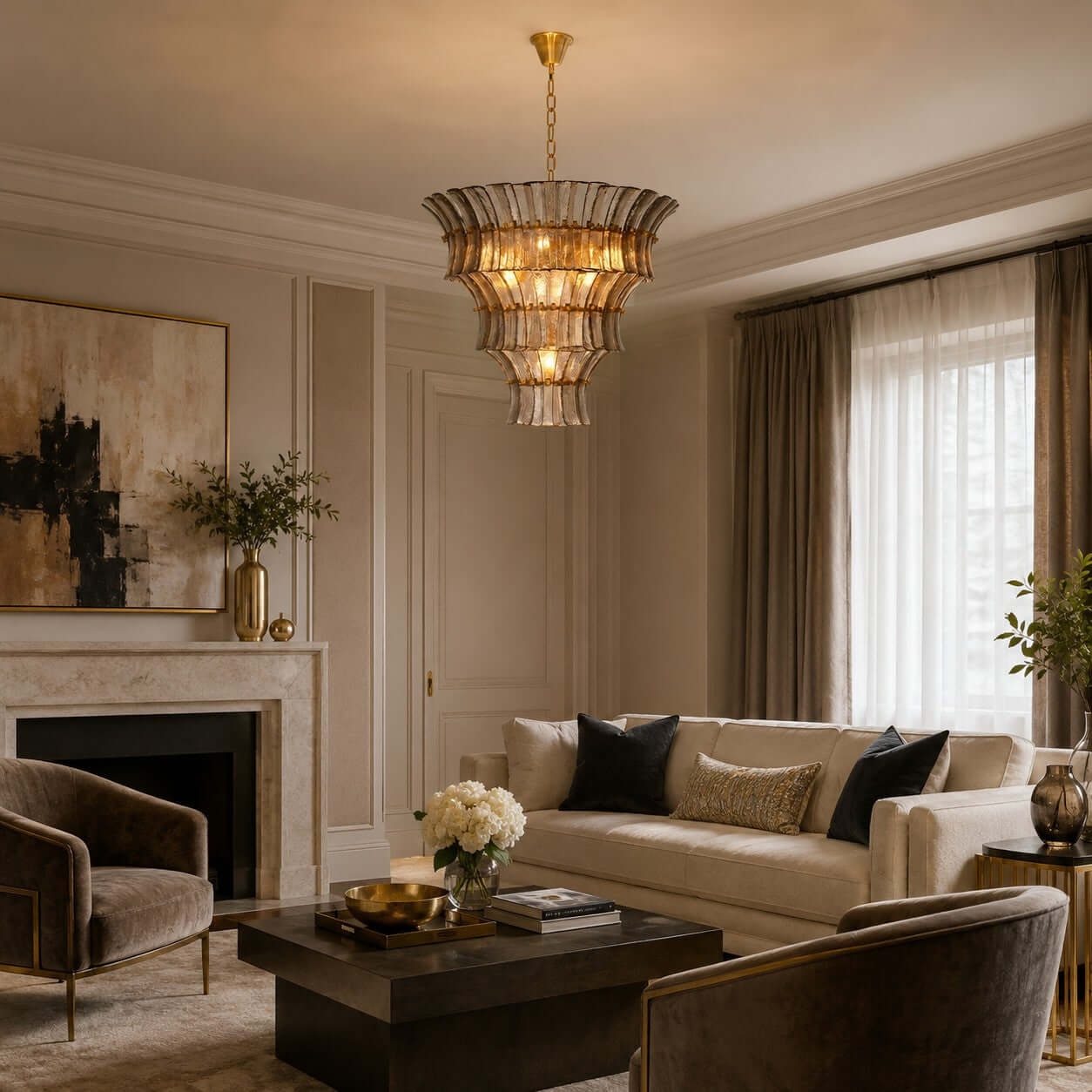Antizer Murano Tiered Handcrafted Glass Chandelier
