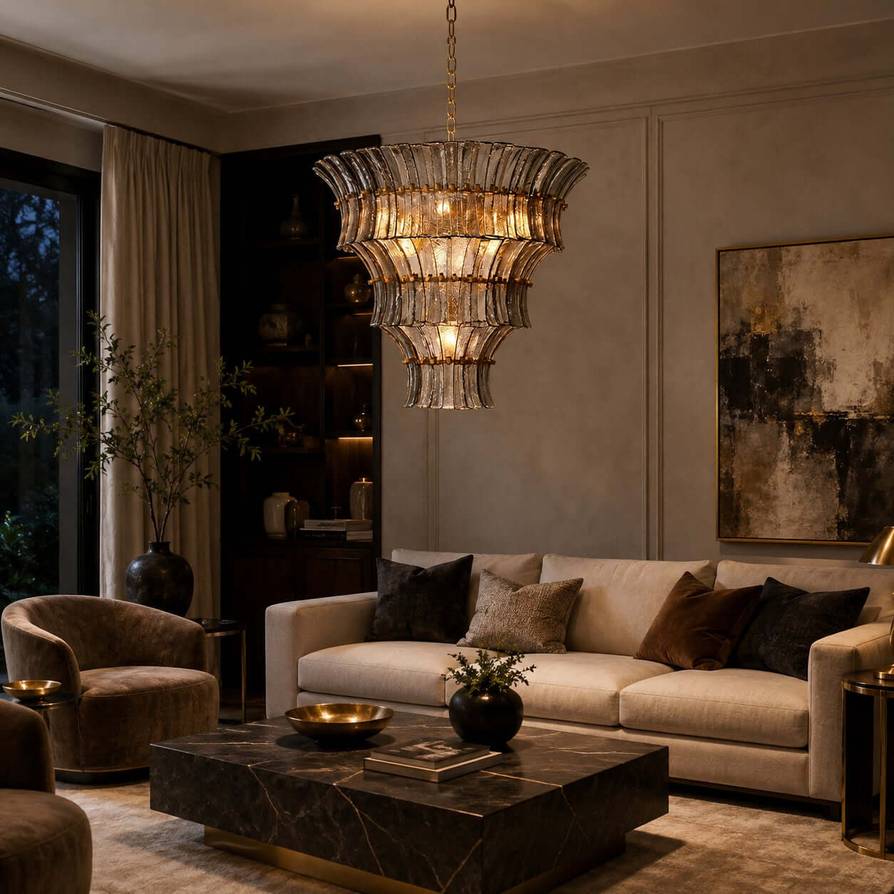 Antizer Murano Tiered Handcrafted Glass Chandelier