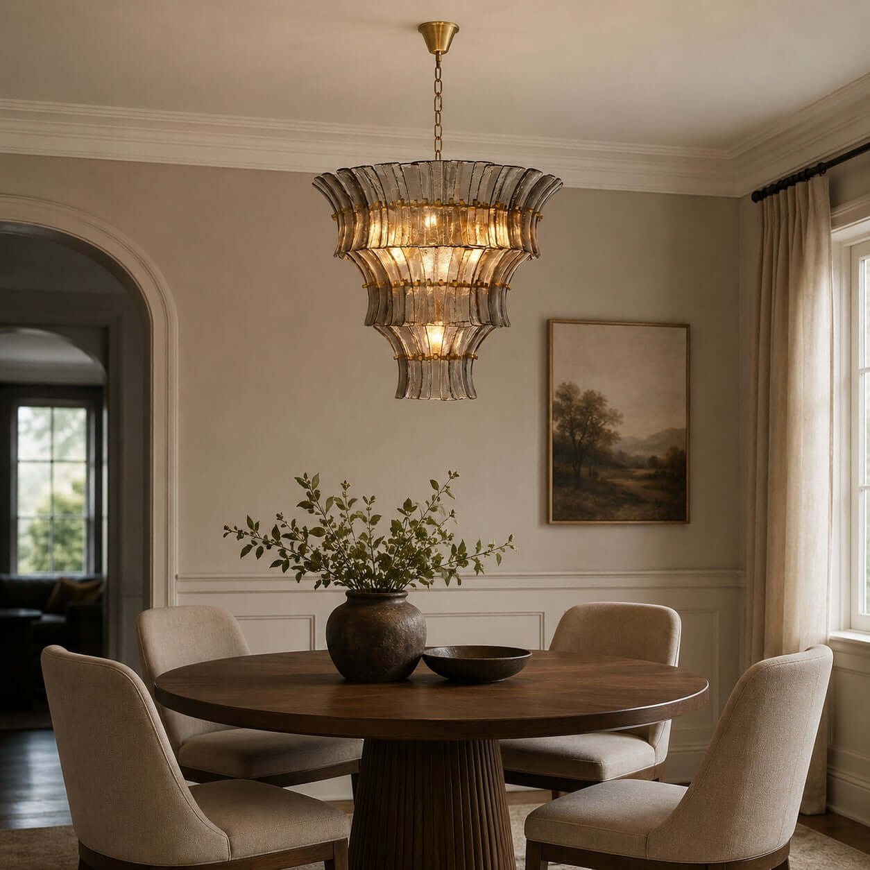 Antizer Murano Tiered Handcrafted Glass Chandelier