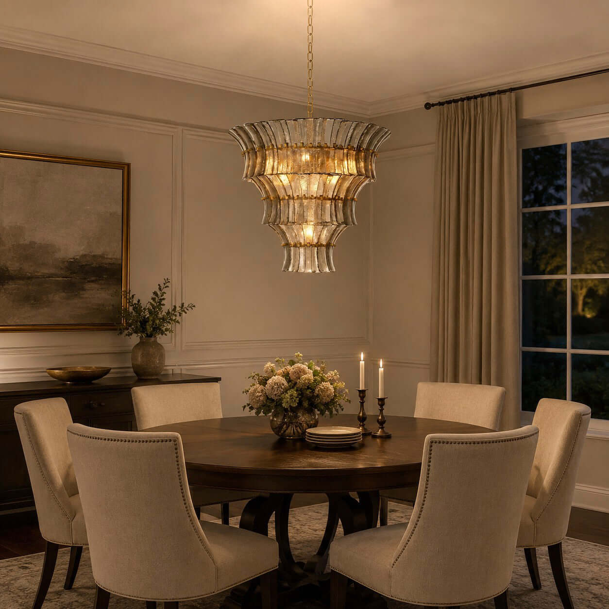 Antizer Murano Tiered Handcrafted Glass Chandelier