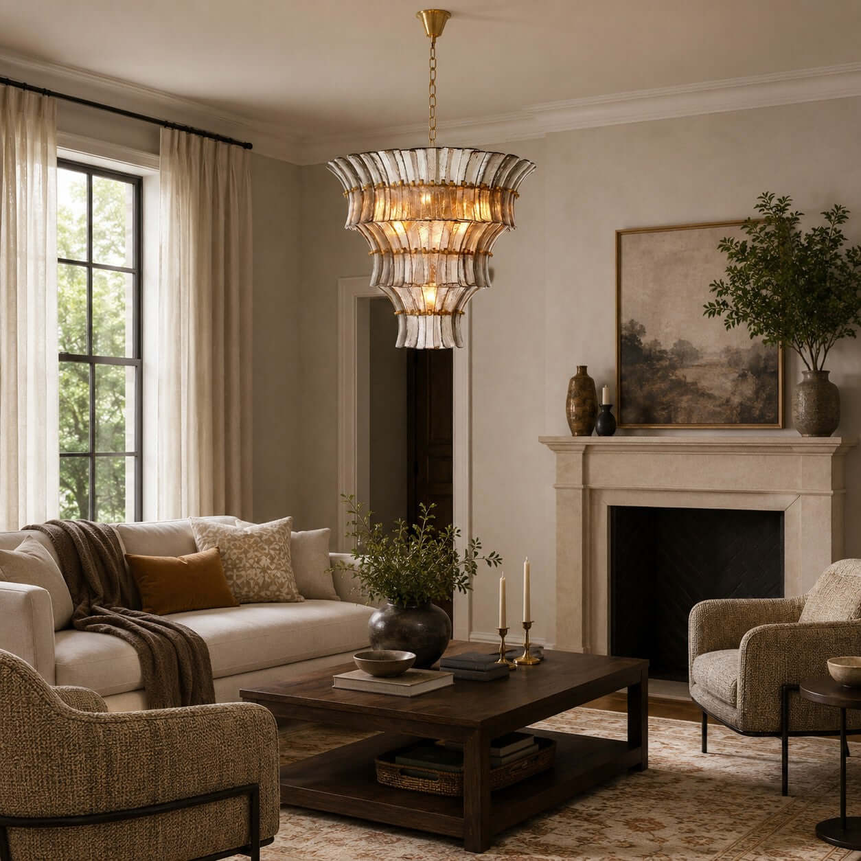 Antizer Murano Tiered Handcrafted Glass Chandelier