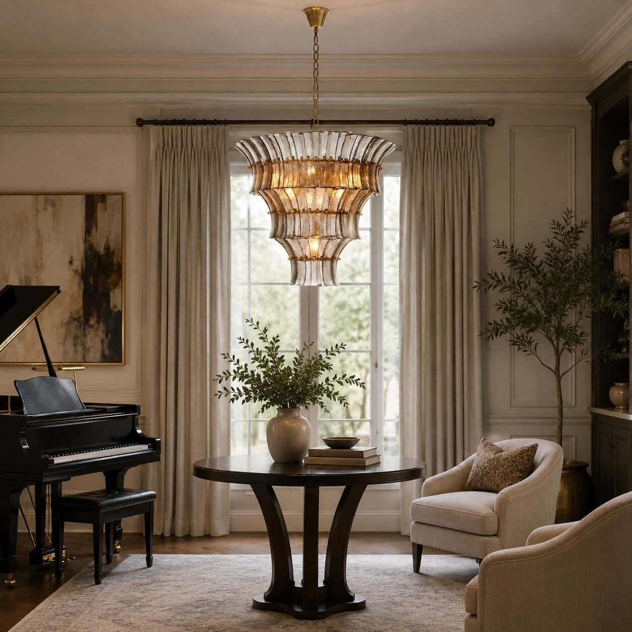 Antizer Murano Tiered Handcrafted Glass Chandelier