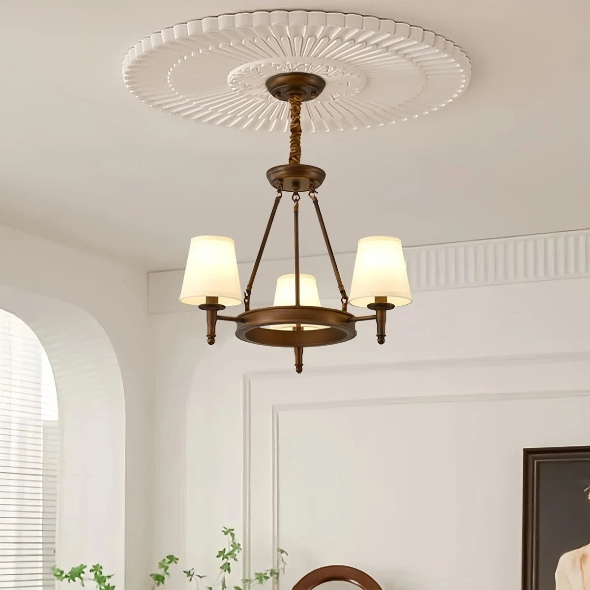 Antizer Vintage Ring Metal Fabric Chandelier