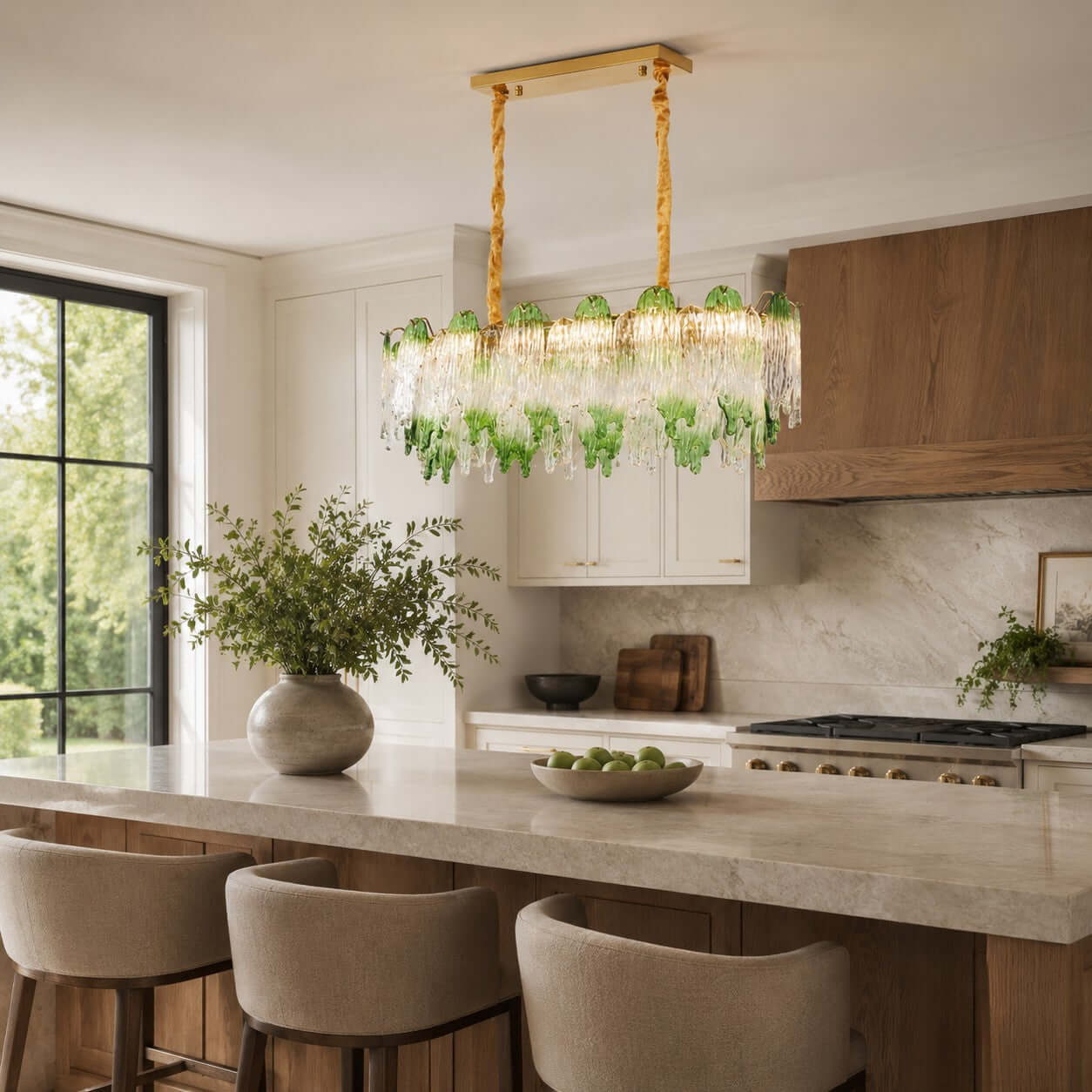 Antizer French Luxury Irregular Glass Linear Chandelier