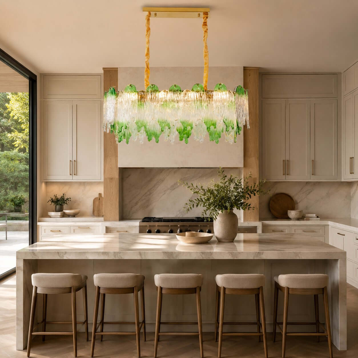 Antizer French Luxury Irregular Glass Linear Chandelier