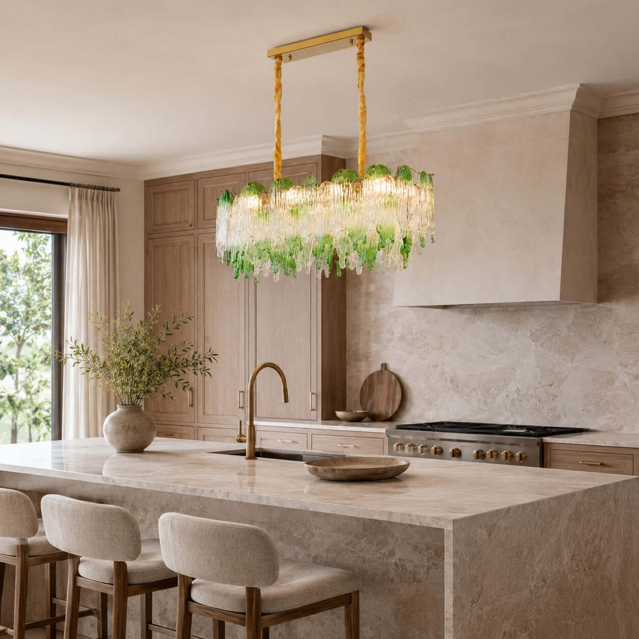 Antizer French Luxury Irregular Glass Linear Chandelier