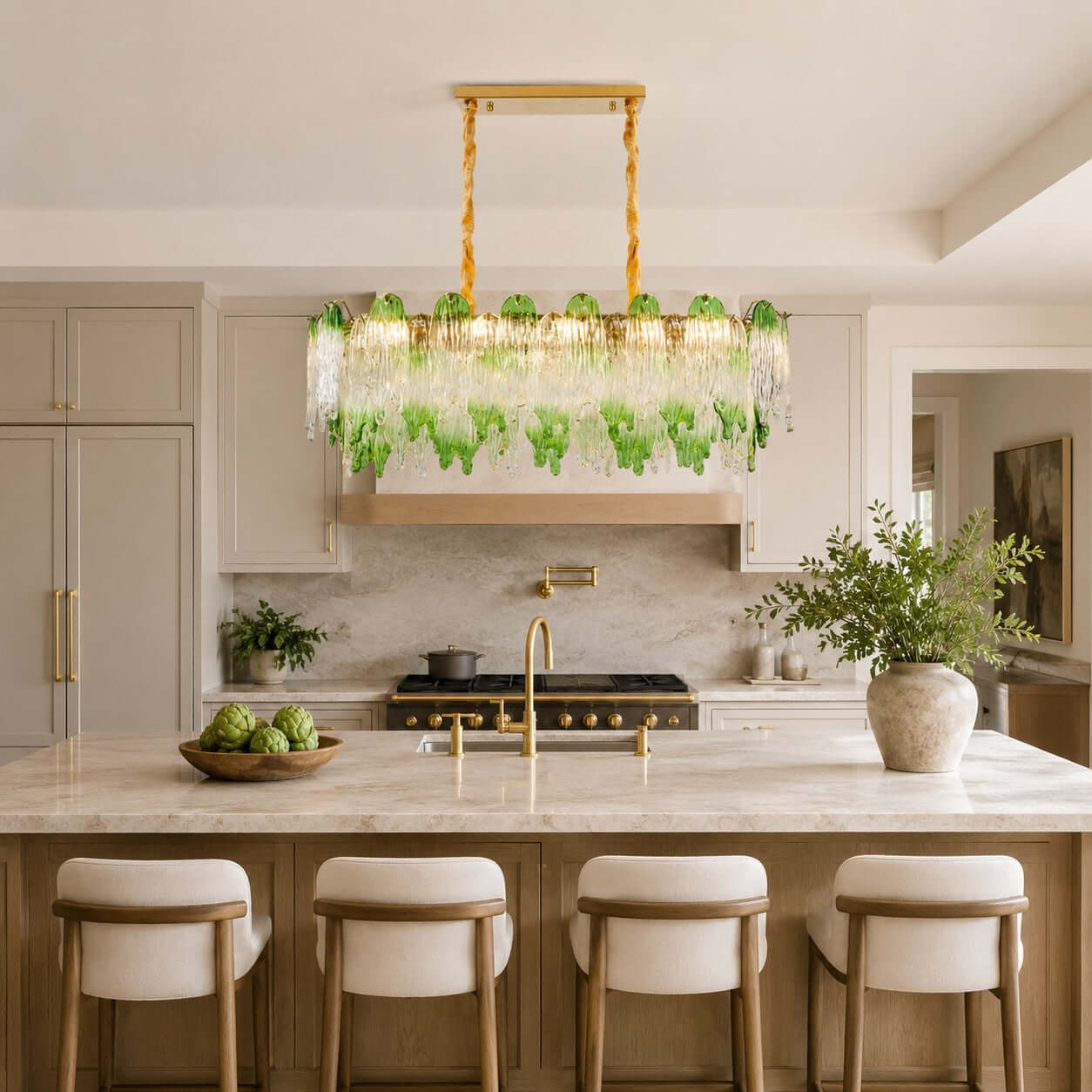Antizer French Luxury Irregular Glass Linear Chandelier