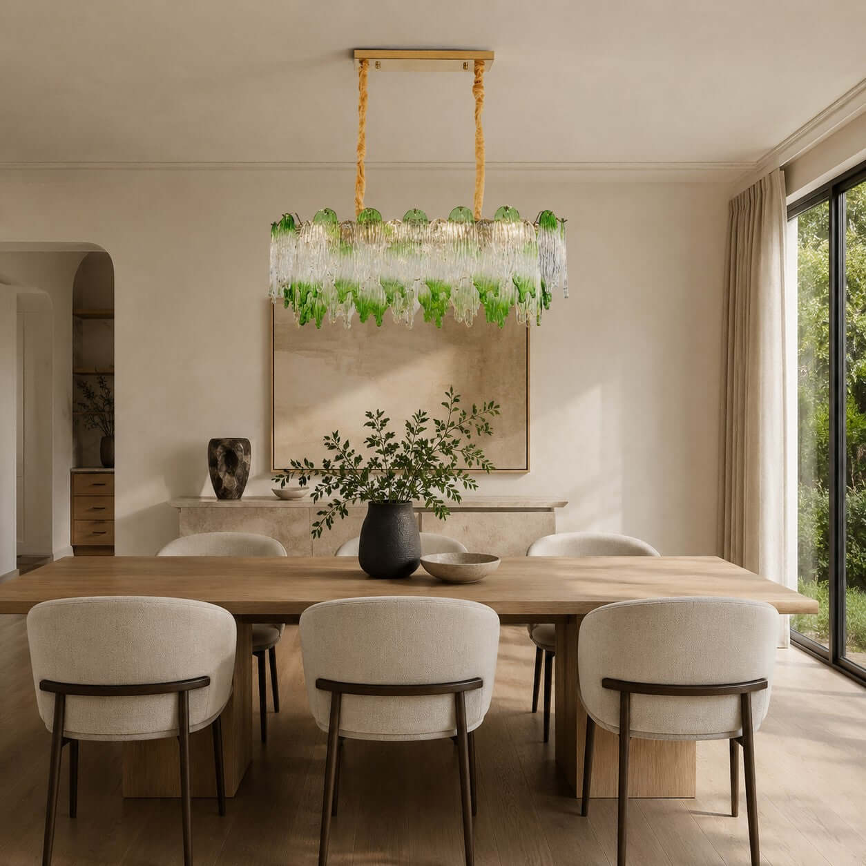 Antizer French Luxury Irregular Glass Linear Chandelier