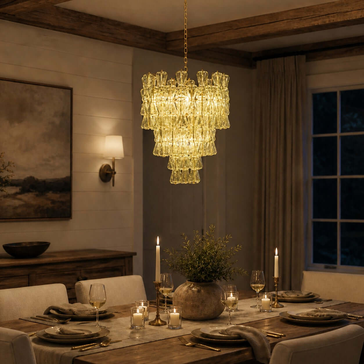 Antizer Layered Murano Glass Chandelier