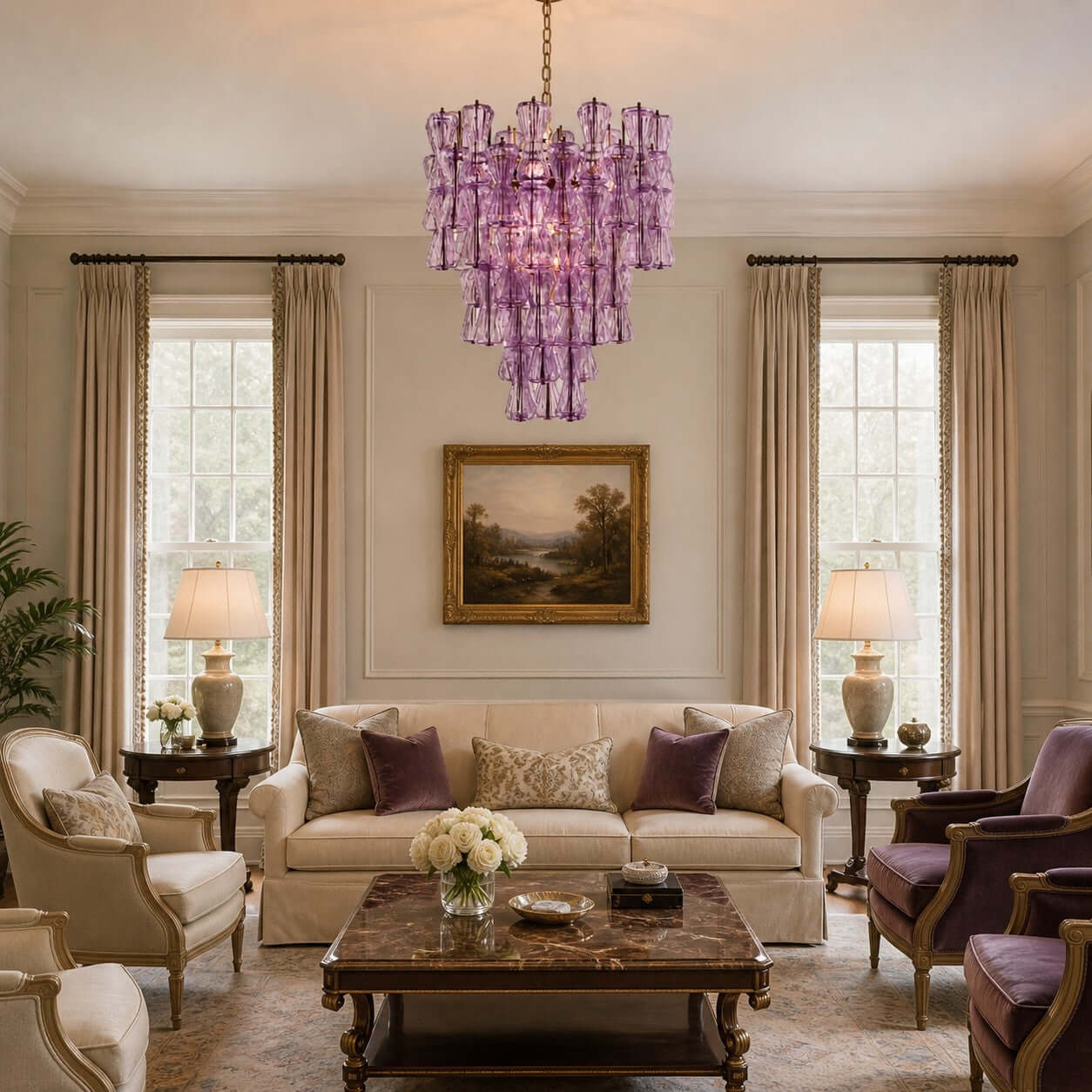 Antizer Layered Murano Glass Chandelier