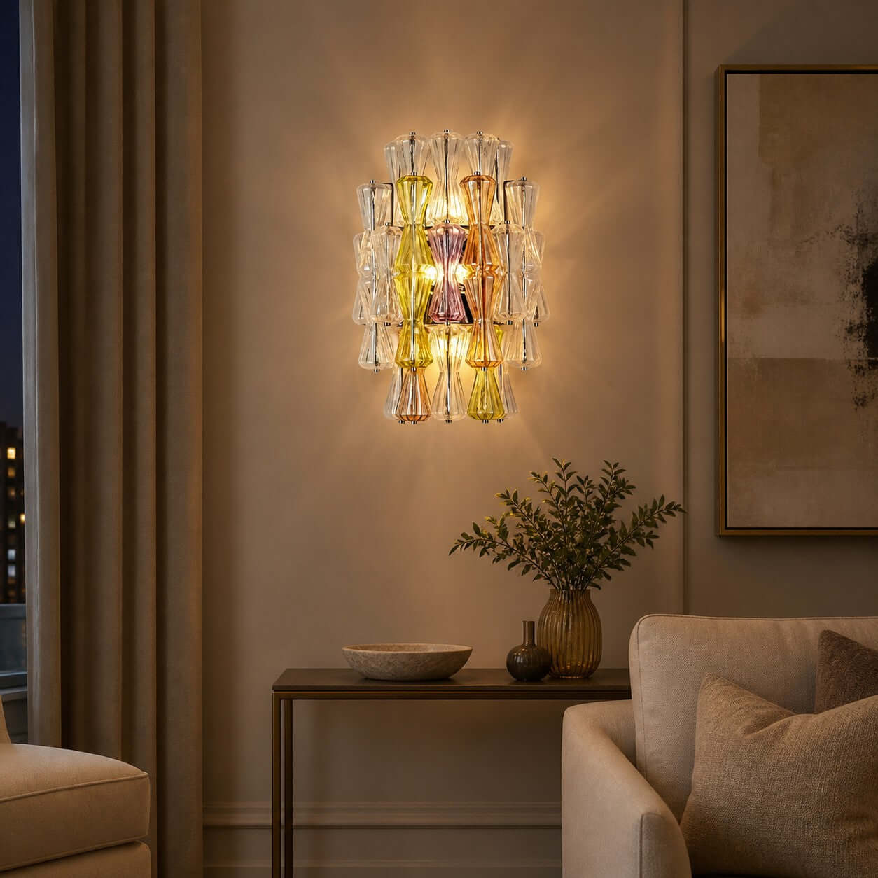 Antizer Artful Murano Glass Layered Wall Sconce