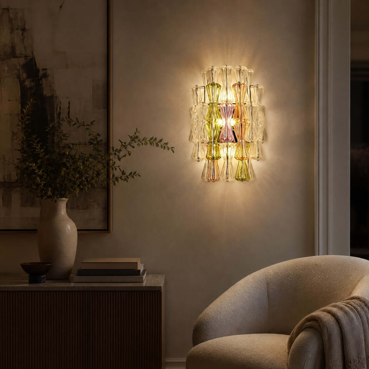 Antizer Artful Murano Glass Layered Wall Sconce