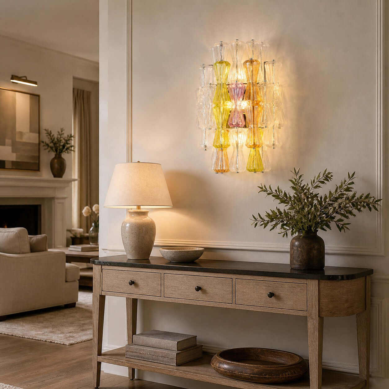 Antizer Artful Murano Glass Layered Wall Sconce